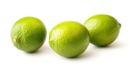  Fresh organic lime isolated on a white background, showcasing its vibrant green color and smooth texture. This close-up image highlights the natural beauty of the lime, 