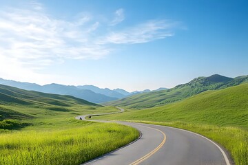 Wall Mural - Winding Road Through Picturesque Mountainous Landscape Inviting and Adventure