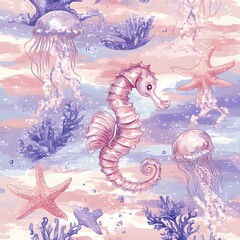 Wall Mural - Watercolor Sea Life