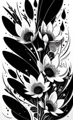 black and white floral background