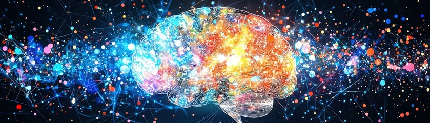 Poster - Abstract Digital Brain Concept with Colorful Lights