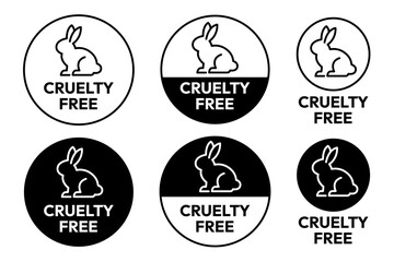 Cruelty Free label, logo, badge, icon, sticker, symbol, emblem, stamp, green, line, flat vector, isolated illustration. Cruelty free not tested on animals label for product packaging design.