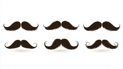 Poster - A row of six mustache drawings, all of which are dark