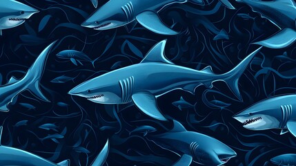 Sharks swimming in the ocean