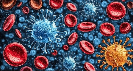 Poster - Educational Anime-Style Graphic of Microscopic Organisms