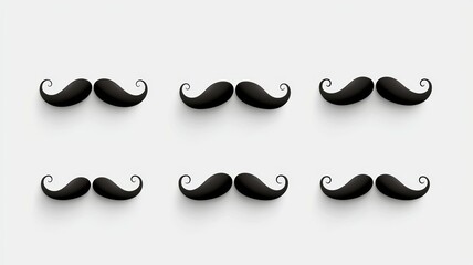 Canvas Print - A row of black mustaches with a white background