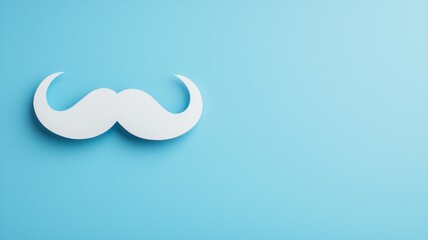 Wall Mural - A white mustache is on a blue background