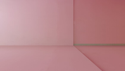 Poster - Inside，there is an empty pink wall and floor.