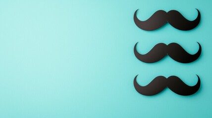 Canvas Print - Three black mustaches on a blue background