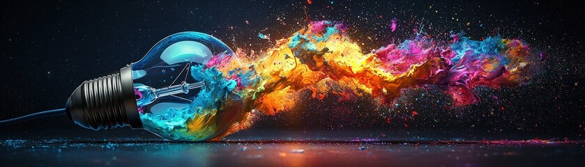 Poster - Colorful Explosion from a Light Bulb Display