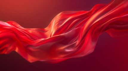 Abstract Red Fabric Flowing in the Wind -  Smooth Silk Texture