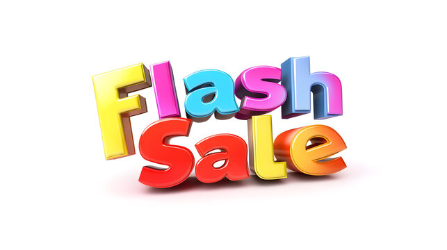 The Flash Sale text broken into segments, symbolizing fast movement, with bright colors