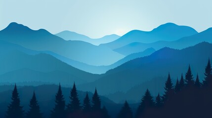 Wall Mural - Blue_Landscape_Poster_Background_