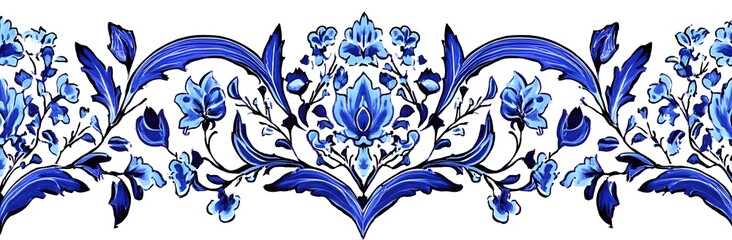 Poster - Blue Floral Pattern