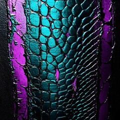 Wall Mural - Teal and Purple Snake Skin Pattern