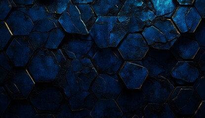 Canvas Print - Abstract Hexagon Pattern in Blue