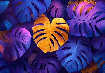 Wall Mural - Tropical Leaves in Vibrant Colors