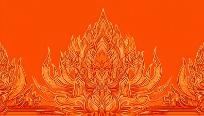 Sticker - Orange Abstract Floral Pattern