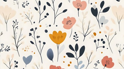 Wall Mural - Abstract Floral Pattern in Watercolor Style