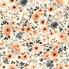 Wall Mural - Watercolor Floral Seamless Pattern