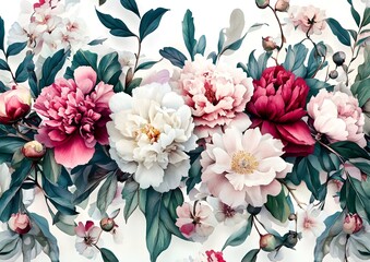 Wall Mural - Floral Bouquet with Peonies and Greenery