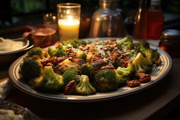 Wall Mural - A plate of quinoa, broccoli and other vegetables, generative IA