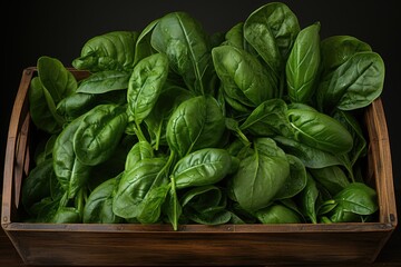 Wall Mural - Isolated fresh spinach leaves, generative IA