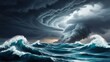 © Volgastudio - Massive hurricane swirls forming over the ocean with dark skies
