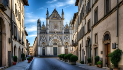 Wall Mural - Orvietos Duomo framed by ancient streets and alleys of the historic town in Umbria