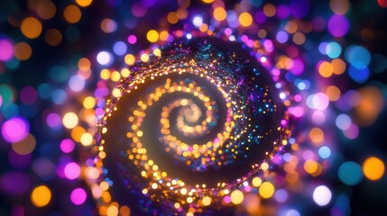 Aufkleber - Colorful Christmas lights form a captivating spiral pattern, illuminating the night with a joyful and enchanting display of holiday spirit. Generative AI