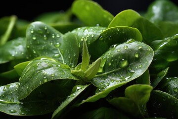 Wall Mural - Frozen spinach portion closes selective focus, generative IA