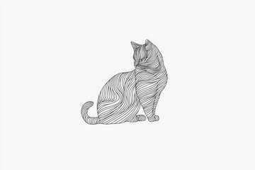 Poster - Stylized illustration of a cat with intricate line patterns, showcasing elegance and charm in minimalist art style.