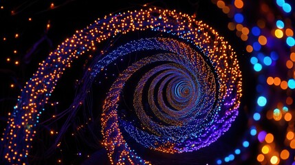 Aufkleber - A stunning display of Christmas lights arranged in spiral shapes, creating a captivating vortex of color and holiday cheer. Generative AI