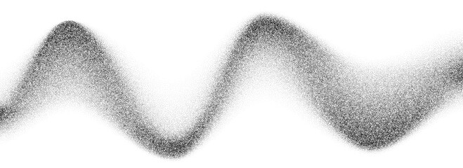 Poster - Grain wave gradient texture. Black stipple flow line background. Dotted undulate sand backdrop with speckles, particles, granules. Grunge noise dot work wallpaper for banner, poster, brochure. Vector