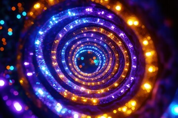 Aufkleber - Colorful Christmas lights twist in mesmerizing spirals, creating a vibrant and dynamic atmosphere for the holiday celebration. Generative AI