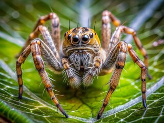 In its natural habitat, a Florida spider explores a lush leaf, revealing the intricate web patterns that enhance