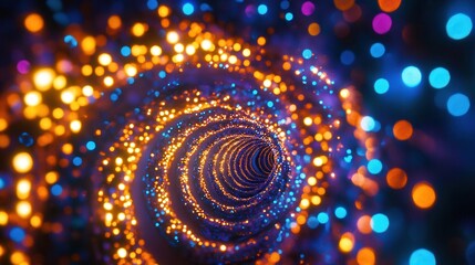 Poster - Bright Christmas lights create a dynamic spiral pattern, adding a festive touch to nighttime celebrations and holiday decorations. Generative AI