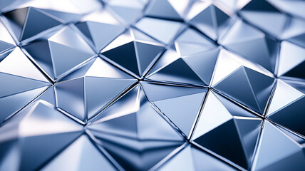 Poster - Reflective geometric pattern with silver triangular surfaces in a modern design setting