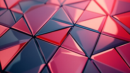 Poster - Abstract geometric pattern with red and black triangles reflecting light in a modern design