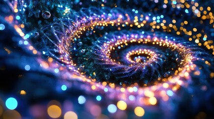 Aufkleber - Colorful Christmas lights form a captivating spiral design, illuminating the surroundings with festive cheer and holiday spirit. Generative AI