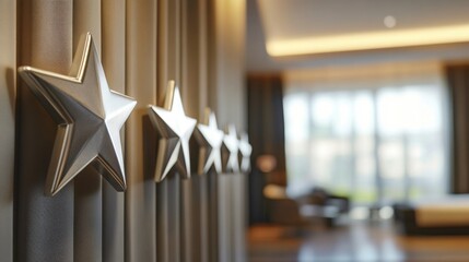 Poster - Metallic stars embellish the elegant drapes in a contemporary living area. Natural light streams in, enhancing the stylish decor and creating a warm atmosphere for relaxation and gatherings.