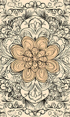 carpet or tile pattern 2D illustrator doodle wallpaper