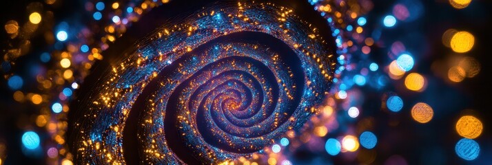 Aufkleber - Brightly colored Christmas lights create a mesmerizing spiral pattern, illuminating the surroundings with festive cheer during the holidays. Generative AI