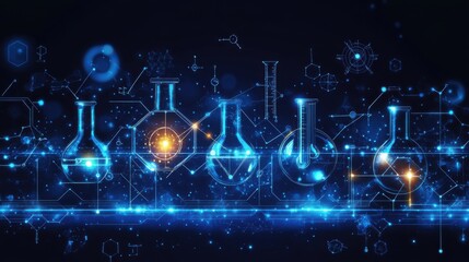 Poster - A close-up of the caduceus symbol, artistically rendered on a pristine white laboratory counter with scientific instruments visible.