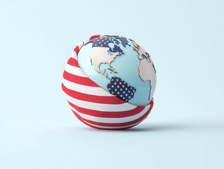 Poster - Globe Wrapped in American Flag.