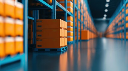 Poster - Robotics integrated with hardware automation, managing the flow of goods in an efficient supply network close up