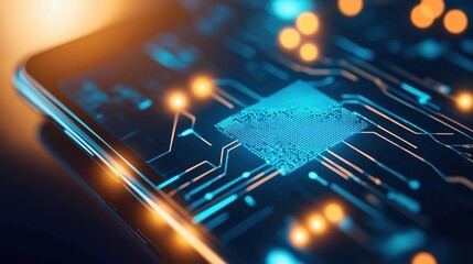 Poster - Macro Shot of Encrypted Data on a Mobile Device