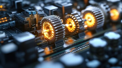 Poster - Close-Up of Machine Components Achieving Breakthroughs