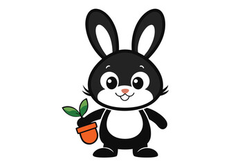 Wall Mural - Cute Rabbit With Carrot Bag Animal Education Icon Concept E.eps