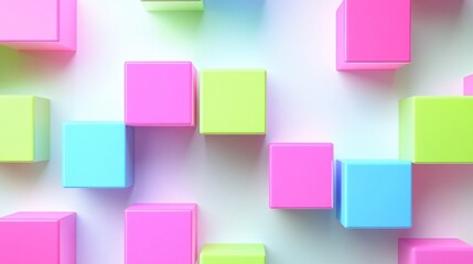 Poster - Colorful geometric blocks on a light surface